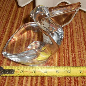 Vintage Crystal Clear Glass STORK Candy Dish